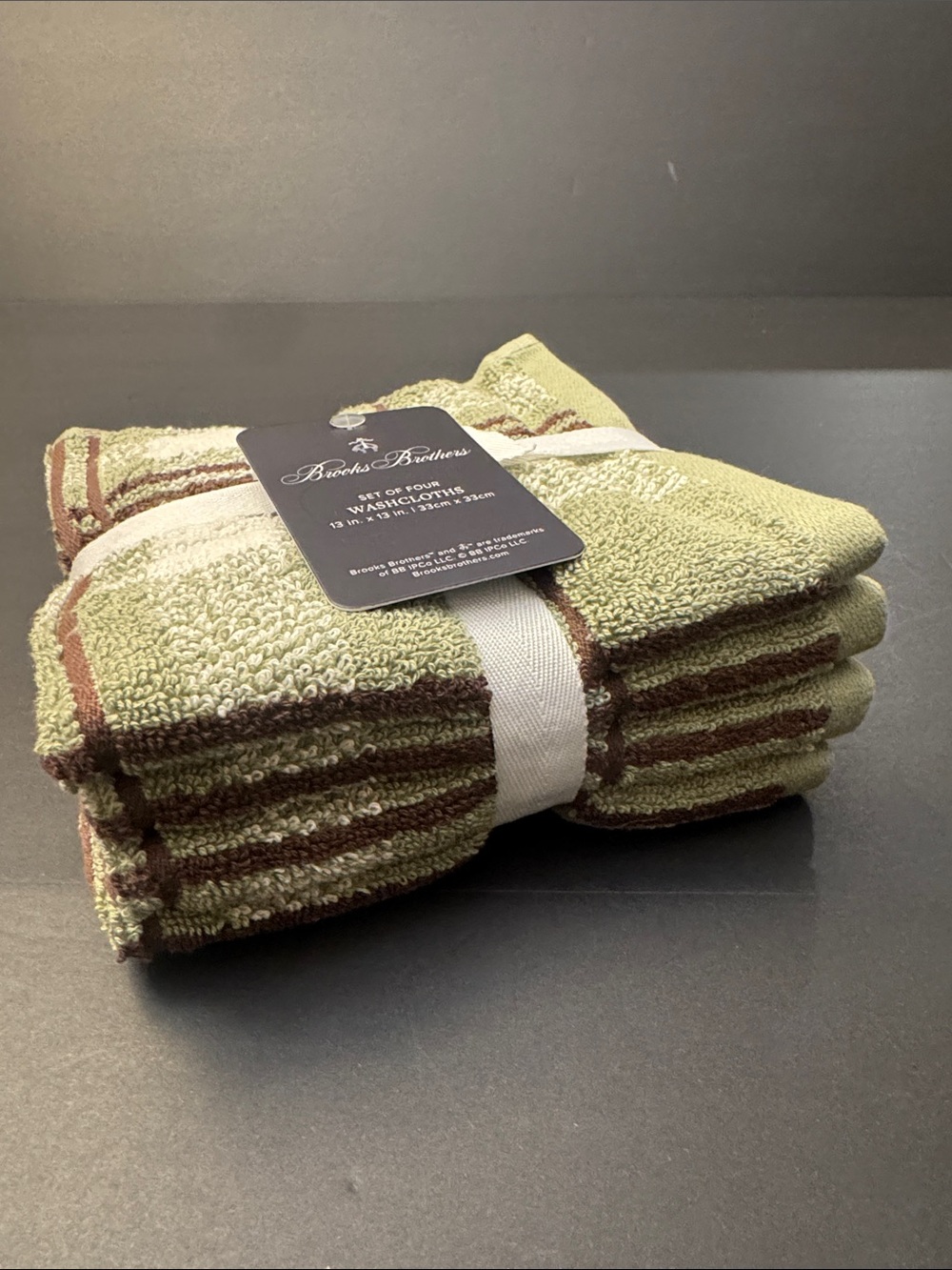 8pc BROOKS BROTHERS 100% Cotton Plaid Bath Towel Set - Sydney Plaid - Sage/Brown - Picture 13 of 13